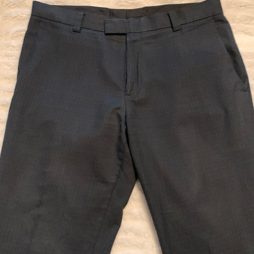 Kenneth Cole charcoal grey with small blue checkered pattern